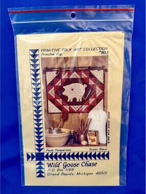 Vtg Primitive Pig Wall-Hanging Pattern from Wild Goose Chase Folk Art Collection